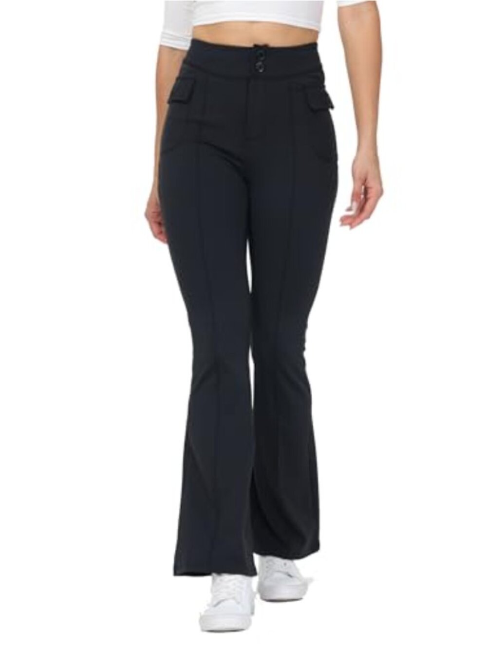 Flare Yoga Pants High Waisted Cargo Leggings with Pockets Athletic Workout Wide
